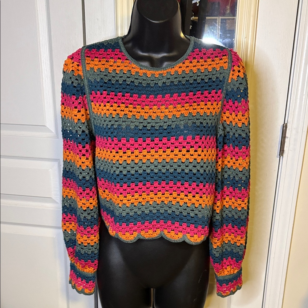 NWT Zara Multicolor Knit TOP W/CRISS-CROSS BACK - Picture 15 of 16